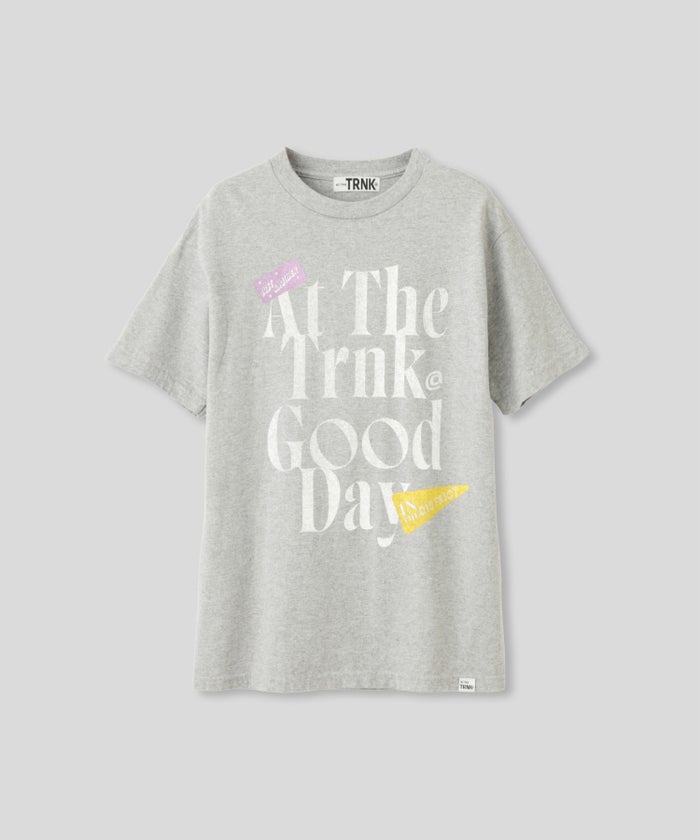 ホワイト グレー クリーム ブラック Tシャツ 半袖 プリント ウォッシャブル M L GOODDAYロゴＴシャツ AT THE TRNK ＠