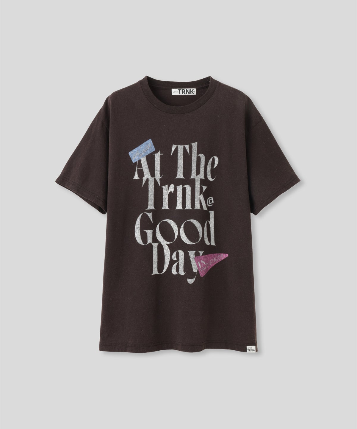 ホワイト グレー クリーム ブラック Tシャツ 半袖 プリント ウォッシャブル M L GOODDAYロゴＴシャツ AT THE TRNK ＠