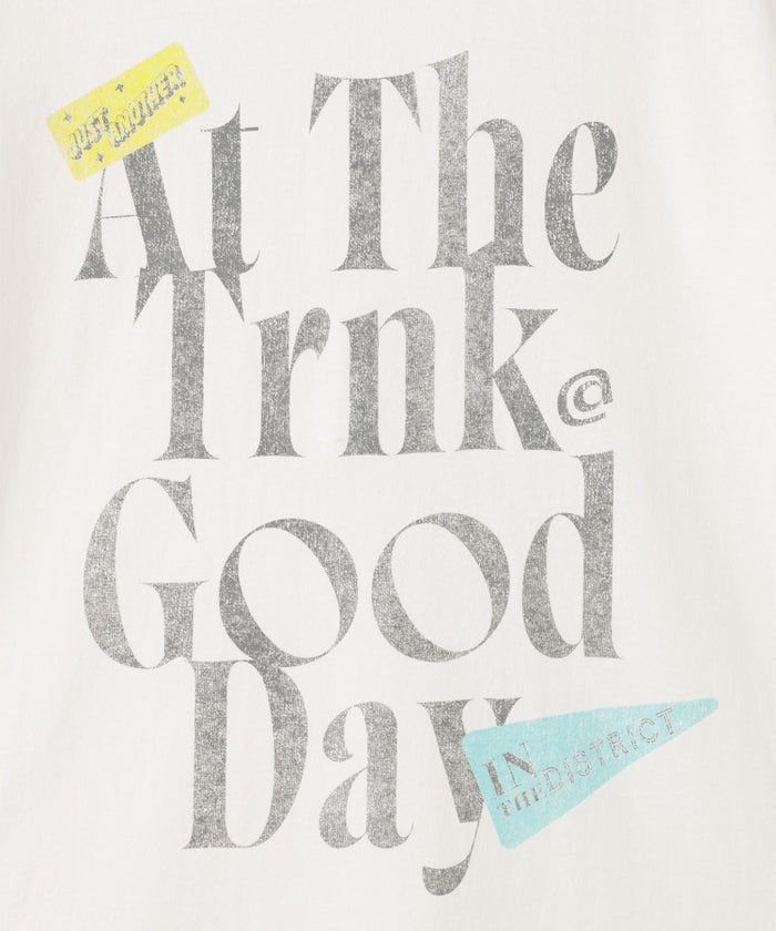 ホワイト グレー クリーム ブラック Tシャツ 半袖 プリント ウォッシャブル M L GOODDAYロゴＴシャツ AT THE TRNK ＠