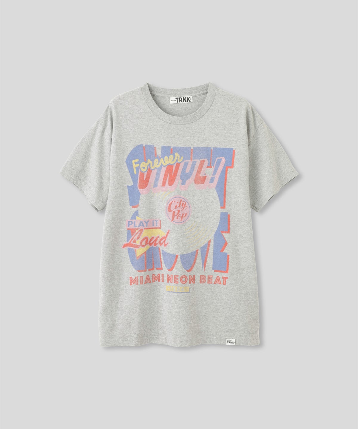 アイボリー グレー ブラック Tシャツ プリント 半袖 ウォッシャブル M L レコードプリントＴシャツ AT THE TRNK ＠