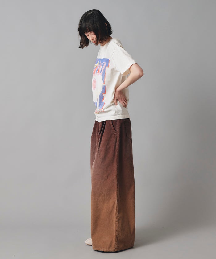 アイボリー グレー ブラック Tシャツ プリント 半袖 ウォッシャブル M L レコードプリントＴシャツ AT THE TRNK ＠