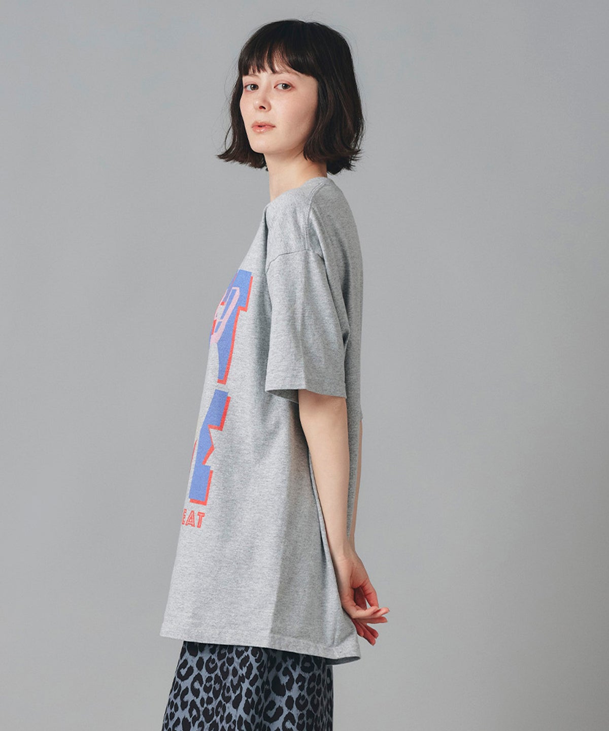 アイボリー グレー ブラック Tシャツ プリント 半袖 ウォッシャブル M L レコードプリントＴシャツ AT THE TRNK ＠