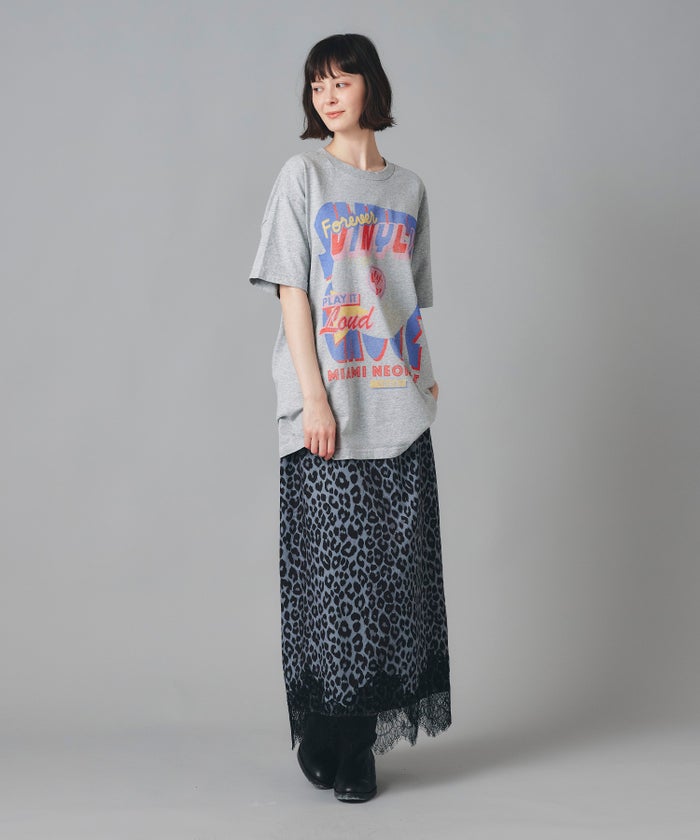 アイボリー グレー ブラック Tシャツ プリント 半袖 ウォッシャブル M L レコードプリントＴシャツ AT THE TRNK ＠