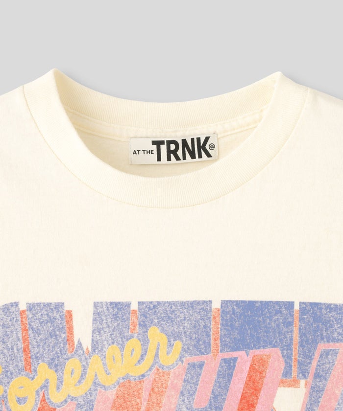 アイボリー グレー ブラック Tシャツ プリント 半袖 ウォッシャブル M L レコードプリントＴシャツ AT THE TRNK ＠