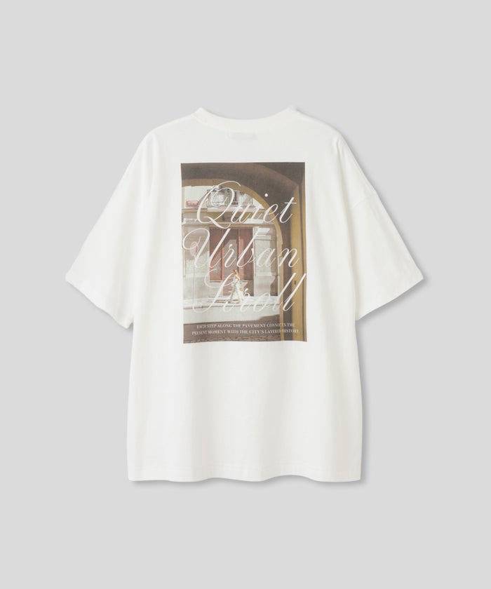 ホワイト ベージュ ブラック 半袖 Tシャツ バックプリント ウォッシャブル フリーサイズ フォトＴシャツ　バックプリント AT THE TRNK ＠