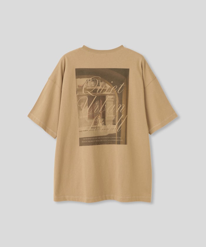 ホワイト ベージュ ブラック 半袖 Tシャツ バックプリント ウォッシャブル フリーサイズ フォトＴシャツ　バックプリント AT THE TRNK ＠