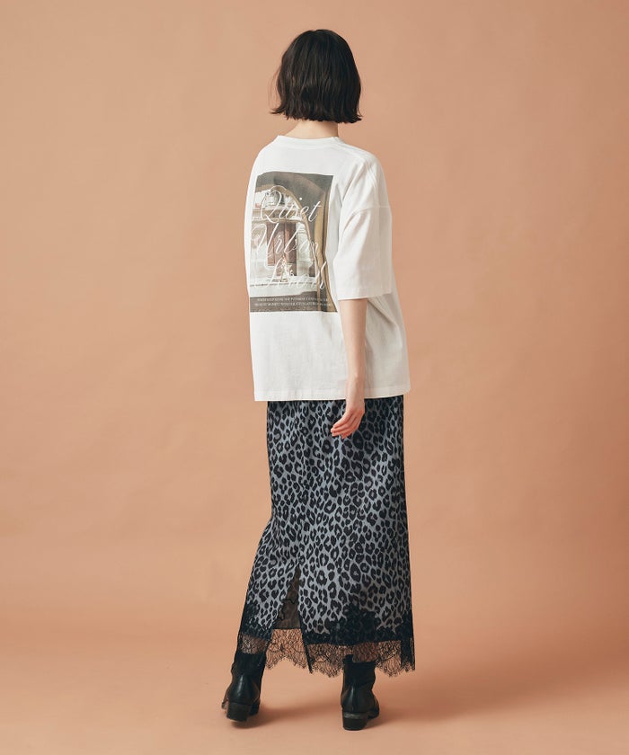 ホワイト ベージュ ブラック 半袖 Tシャツ バックプリント ウォッシャブル フリーサイズ フォトＴシャツ　バックプリント AT THE TRNK ＠