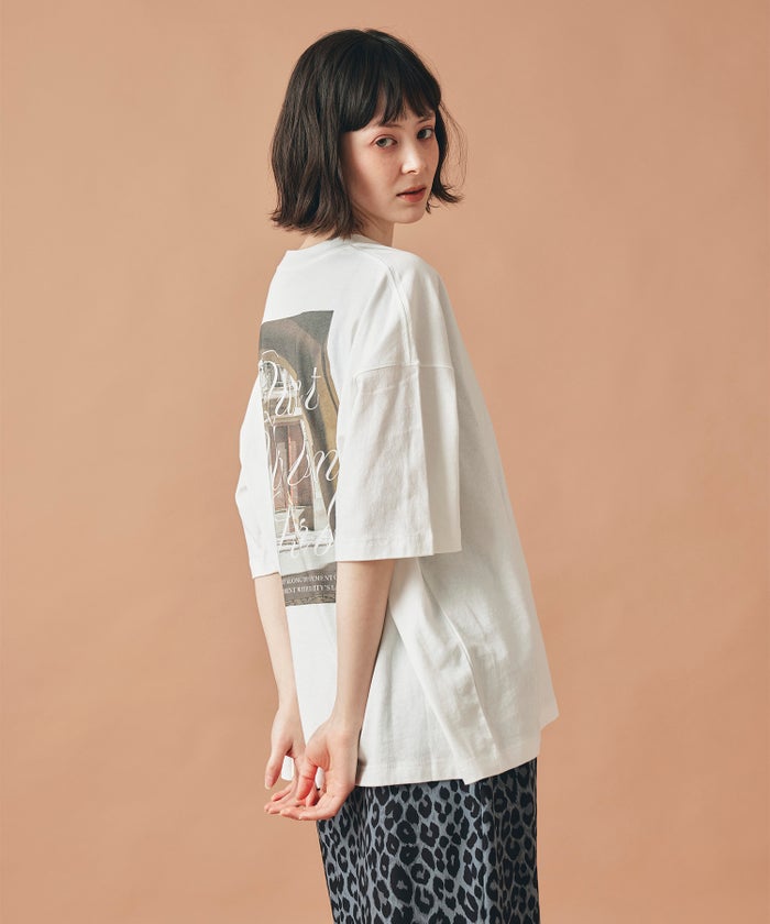 ホワイト ベージュ ブラック 半袖 Tシャツ バックプリント ウォッシャブル フリーサイズ フォトＴシャツ　バックプリント AT THE TRNK ＠