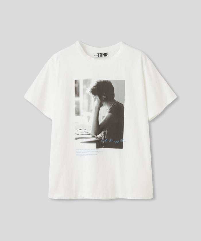 ホワイト チャコール ベージュ 半袖 Tシャツ プリント ウォッシャブル フリーサイズ フォトTシャツ　女性プリント AT THE TRNK ＠