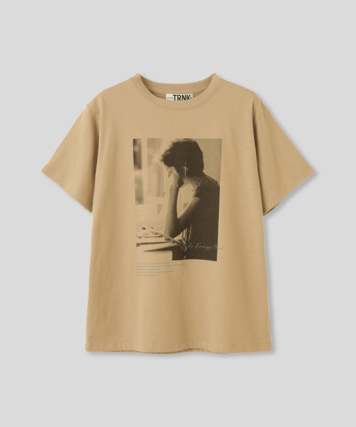 ホワイト チャコール ベージュ 半袖 Tシャツ プリント ウォッシャブル フリーサイズ フォトTシャツ　女性プリント AT THE TRNK ＠