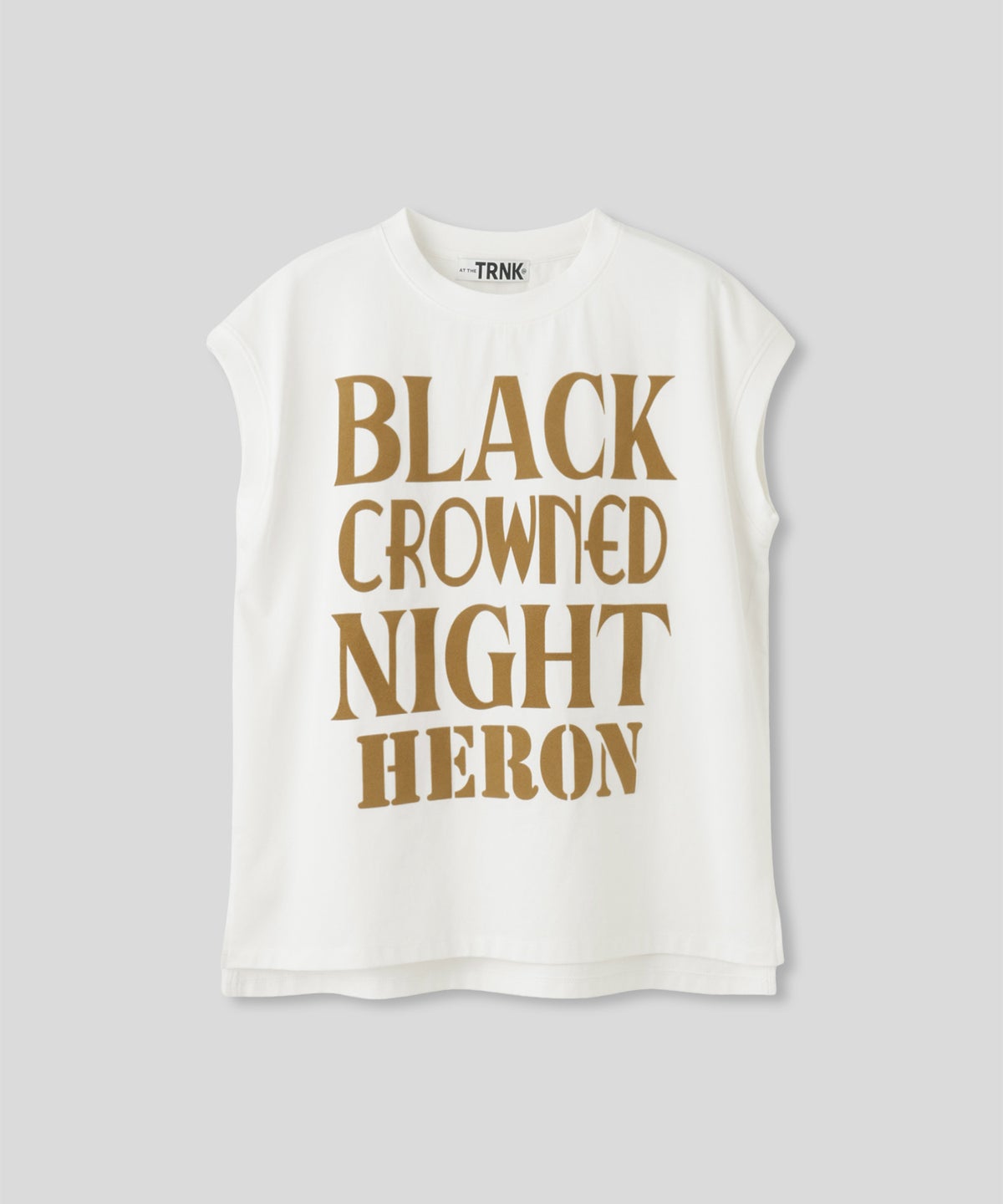 ホワイト チャコール ブラック ノースリーブ Tシャツ ウォッシャブル フリーサイズ ノースリプリントＴシャツ AT THE TRNK ＠