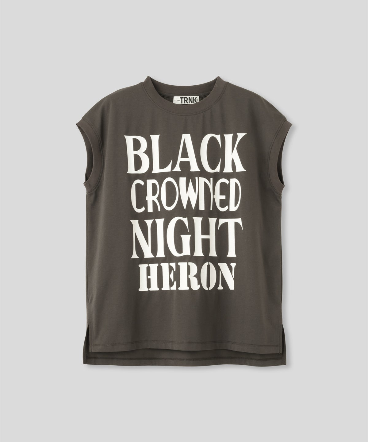 ホワイト チャコール ブラック ノースリーブ Tシャツ ウォッシャブル フリーサイズ ノースリプリントＴシャツ AT THE TRNK ＠