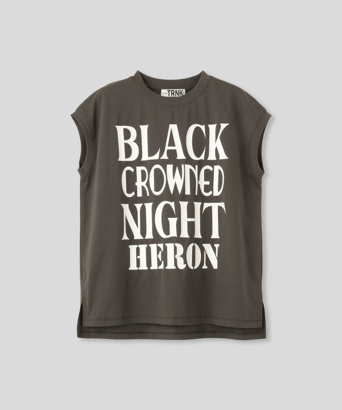 ホワイト チャコール ブラック ノースリーブ Tシャツ ウォッシャブル フリーサイズ ノースリプリントＴシャツ AT THE TRNK ＠
