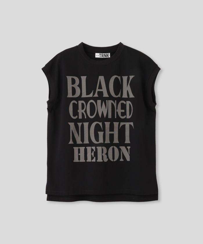 ホワイト チャコール ブラック ノースリーブ Tシャツ ウォッシャブル フリーサイズ ノースリプリントＴシャツ AT THE TRNK ＠