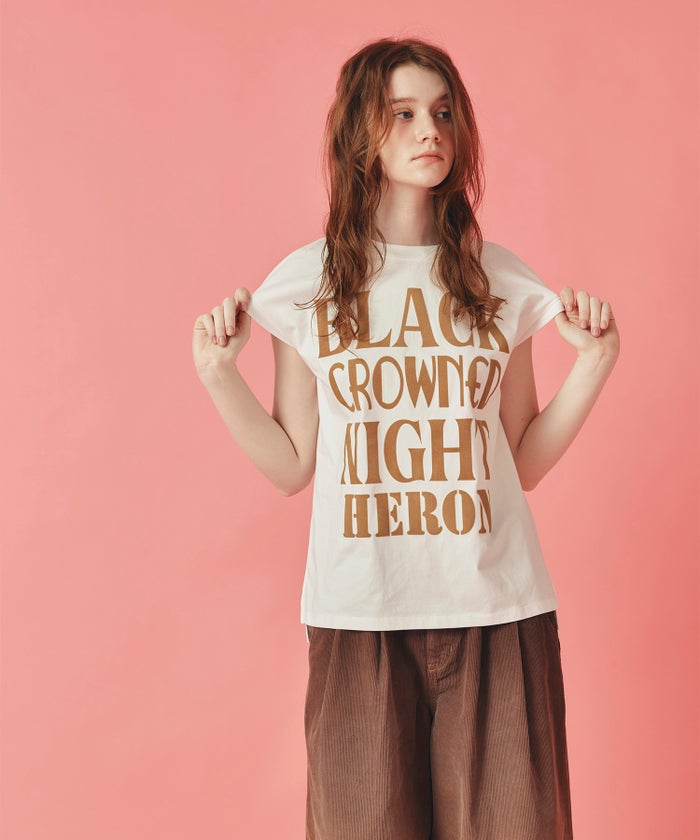 ホワイト チャコール ブラック ノースリーブ Tシャツ ウォッシャブル フリーサイズ ノースリプリントＴシャツ AT THE TRNK ＠