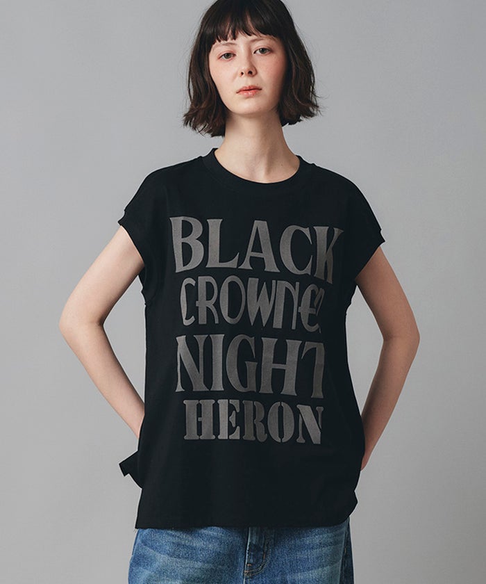 ホワイト チャコール ブラック ノースリーブ Tシャツ ウォッシャブル フリーサイズ ノースリプリントＴシャツ AT THE TRNK ＠