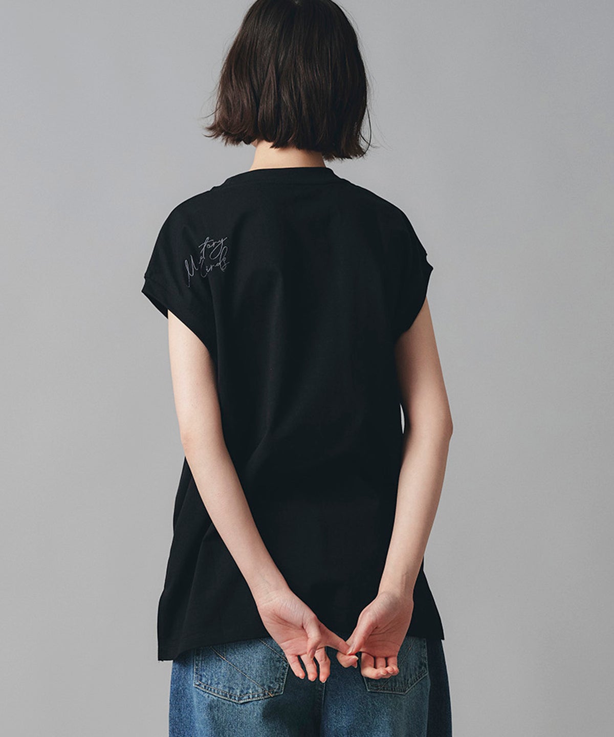 ホワイト チャコール ブラック ノースリーブ Tシャツ ウォッシャブル フリーサイズ ノースリプリントＴシャツ AT THE TRNK ＠