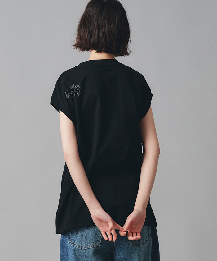 ホワイト チャコール ブラック ノースリーブ Tシャツ ウォッシャブル フリーサイズ ノースリプリントＴシャツ AT THE TRNK ＠