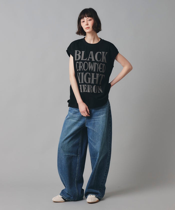ホワイト チャコール ブラック ノースリーブ Tシャツ ウォッシャブル フリーサイズ ノースリプリントＴシャツ AT THE TRNK ＠