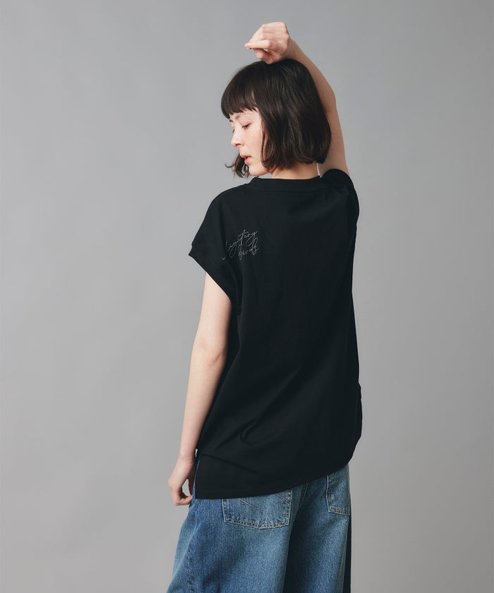 ホワイト チャコール ブラック ノースリーブ Tシャツ ウォッシャブル フリーサイズ ノースリプリントＴシャツ AT THE TRNK ＠