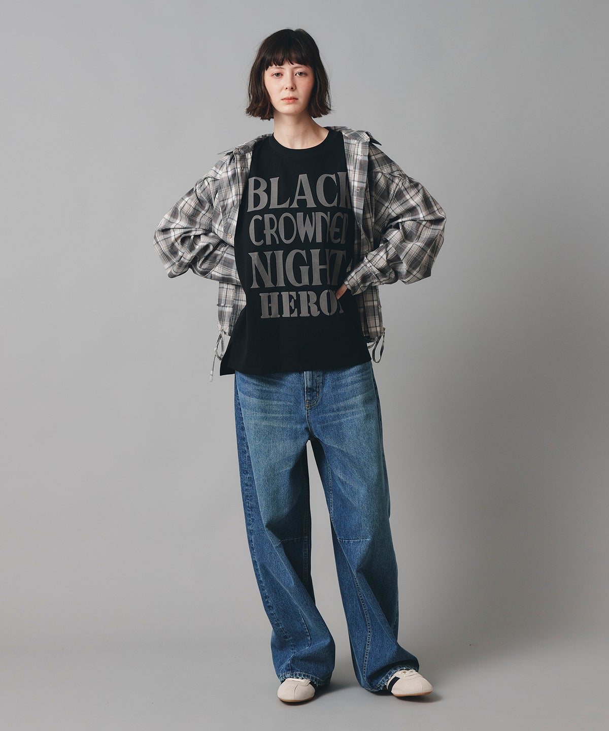 ホワイト チャコール ブラック ノースリーブ Tシャツ ウォッシャブル フリーサイズ ノースリプリントＴシャツ AT THE TRNK ＠