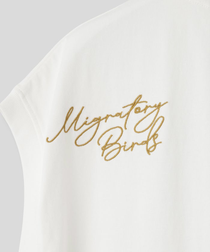 ホワイト チャコール ブラック ノースリーブ Tシャツ ウォッシャブル フリーサイズ ノースリプリントＴシャツ AT THE TRNK ＠