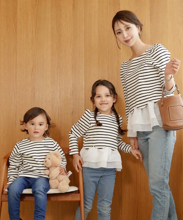 トップス カットソー 長袖 Tシャツ デザイン おしゃれ フリル 裾 シアー 透け感 かわいい スカラップ 秋 長袖 裾スカラップ 異素材 ヘム ペプラム カットソー le reve vaniller
