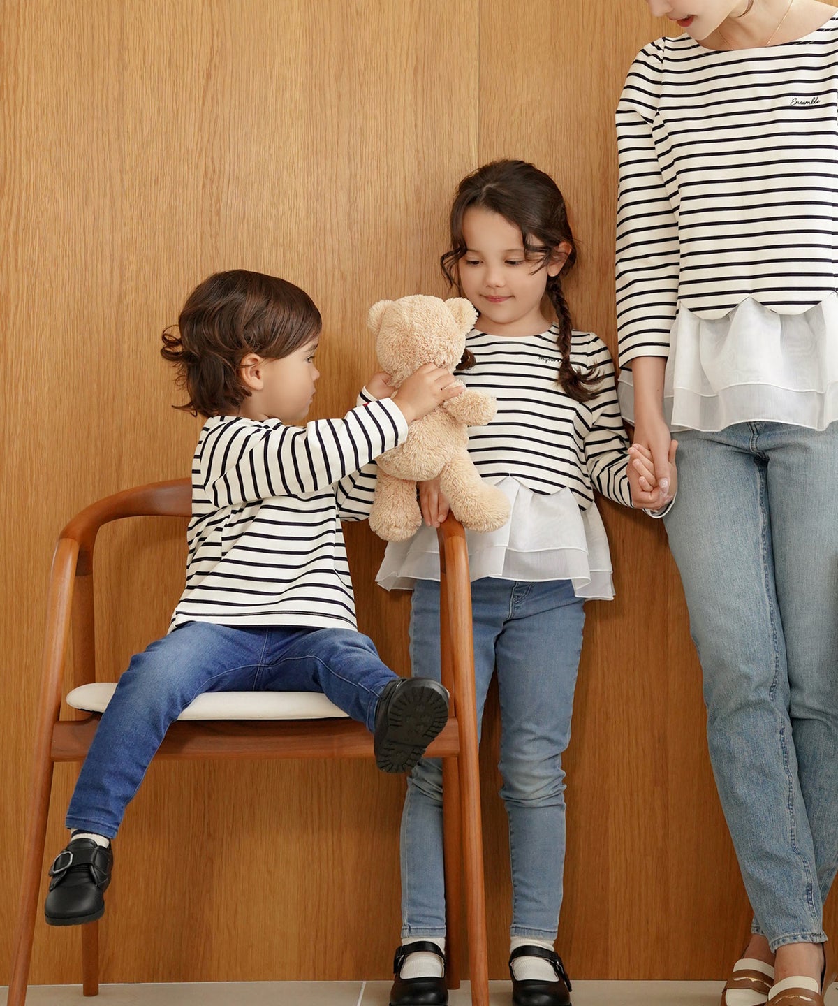 トップス カットソー 長袖 キッズ 親子 おしゃれ おそろい シンプ 90 100 110 120 秋 春 vaniller kids 長袖 Tシャツ le reve vaniller