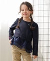 キッズ 子供 トップス ペプラム 長袖 クルーネック ハート 刺繍 おそろい ボーダー 異素材 秋 春 可愛い vaniller kids 裾スカラップ 異素材 ヘム ペプラム カットソー le reve vaniller
