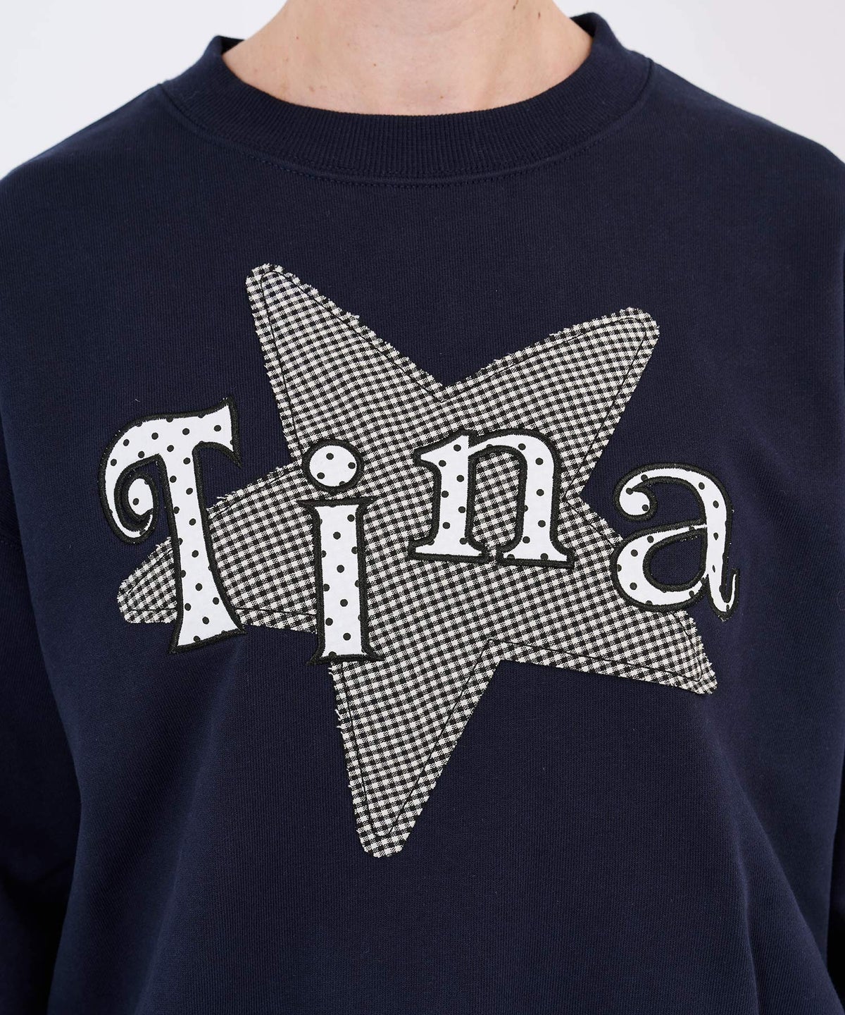 ネイビー/トレーナー/星/ビッグスターアップリケスウェットTINA：JOJUN