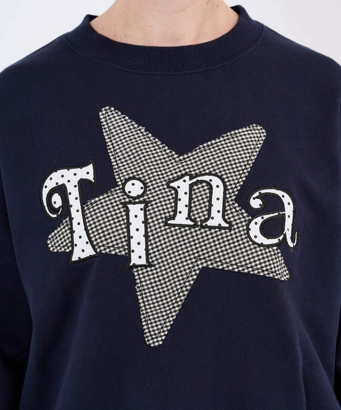 ネイビー/トレーナー/星/ビッグスターアップリケスウェットTINA：JOJUN