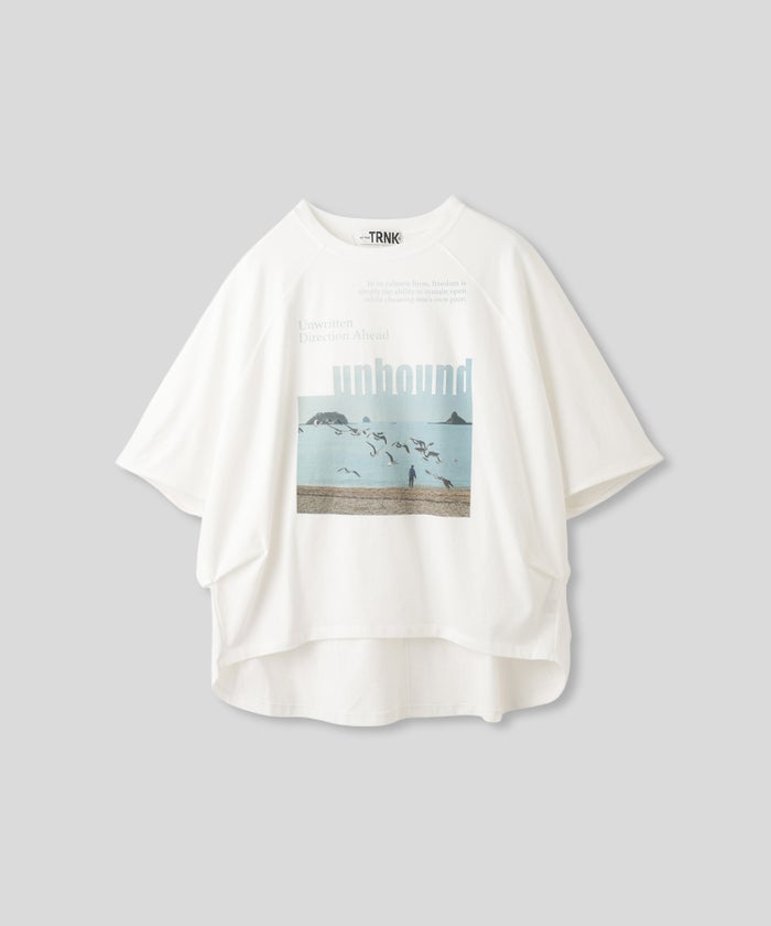 ホワイト チャコール ベージュ Tシャツ フォトプリント ビッグシルエット ウォッシャブル フリーサイズ ビックシルエットフォトＴ AT THE TRNK