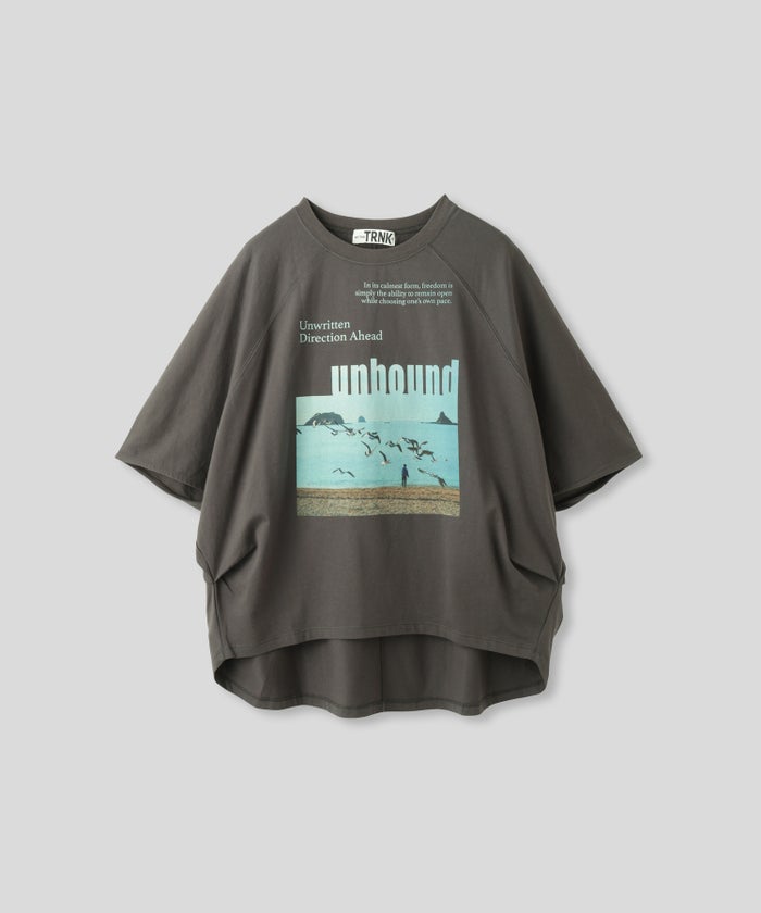 ホワイト チャコール ベージュ Tシャツ フォトプリント ビッグシルエット ウォッシャブル フリーサイズ ビックシルエットフォトＴ AT THE TRNK