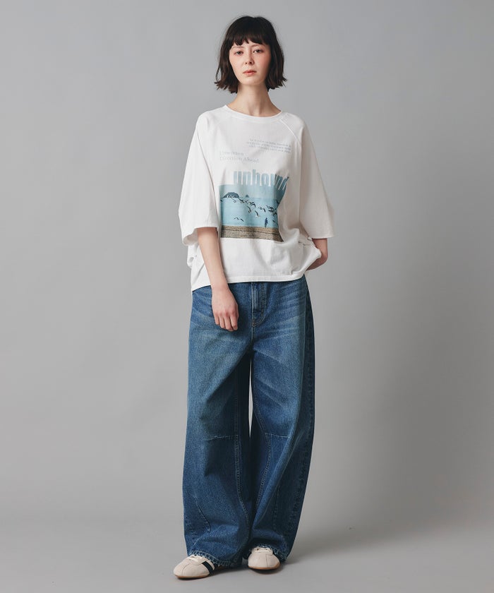 ホワイト チャコール ベージュ Tシャツ フォトプリント ビッグシルエット ウォッシャブル フリーサイズ ビックシルエットフォトＴ AT THE TRNK