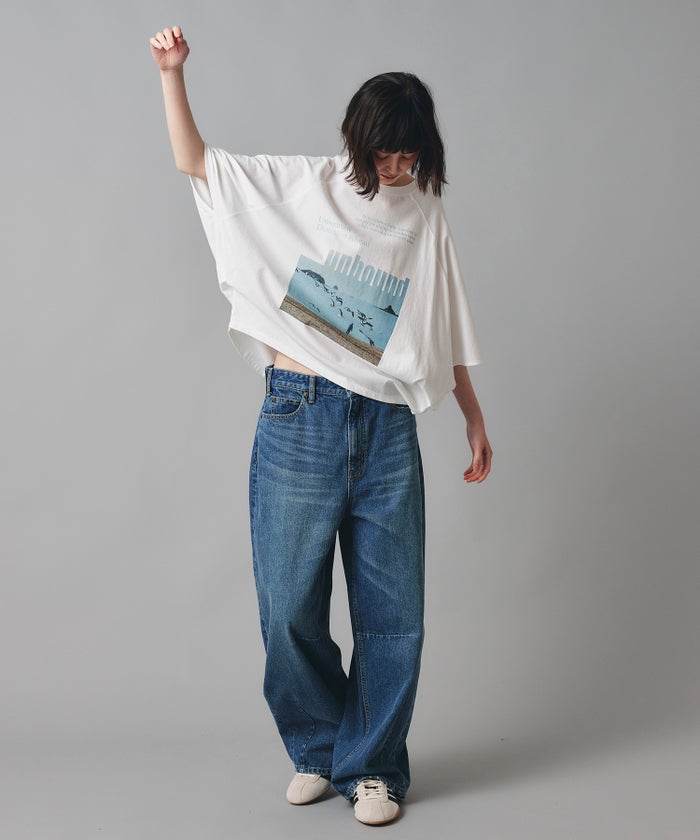 ホワイト チャコール ベージュ Tシャツ フォトプリント ビッグシルエット ウォッシャブル フリーサイズ ビックシルエットフォトＴ AT THE TRNK