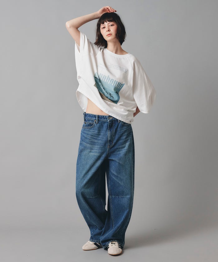 ホワイト チャコール ベージュ Tシャツ フォトプリント ビッグシルエット ウォッシャブル フリーサイズ ビックシルエットフォトＴ AT THE TRNK