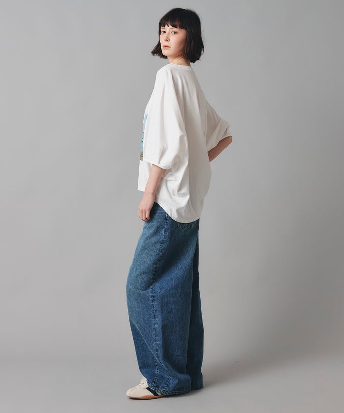 ホワイト チャコール ベージュ Tシャツ フォトプリント ビッグシルエット ウォッシャブル フリーサイズ ビックシルエットフォトＴ AT THE TRNK