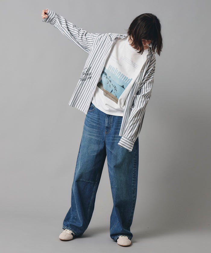 ホワイト チャコール ベージュ Tシャツ フォトプリント ビッグシルエット ウォッシャブル フリーサイズ ビックシルエットフォトＴ AT THE TRNK