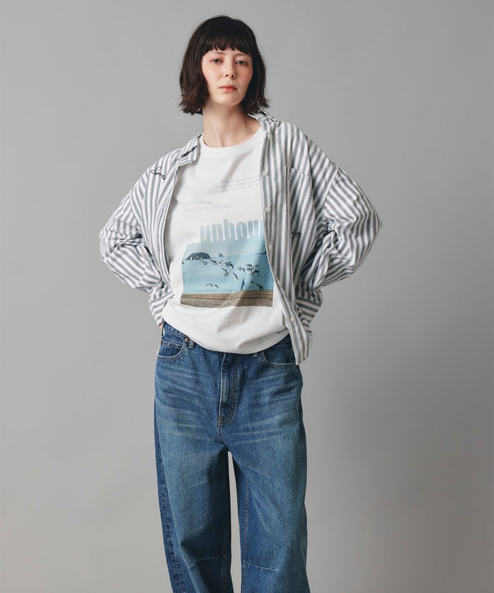 ホワイト チャコール ベージュ Tシャツ フォトプリント ビッグシルエット ウォッシャブル フリーサイズ ビックシルエットフォトＴ AT THE TRNK