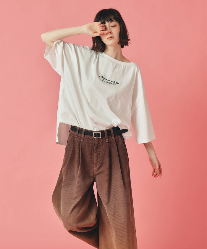 ホワイト チャコール ブラック Tシャツ フロッキーロゴ 半袖 ウォッシャブル フリーサイズ 2wayビックフロッキーロゴ Tシャツ AT THE TRNK