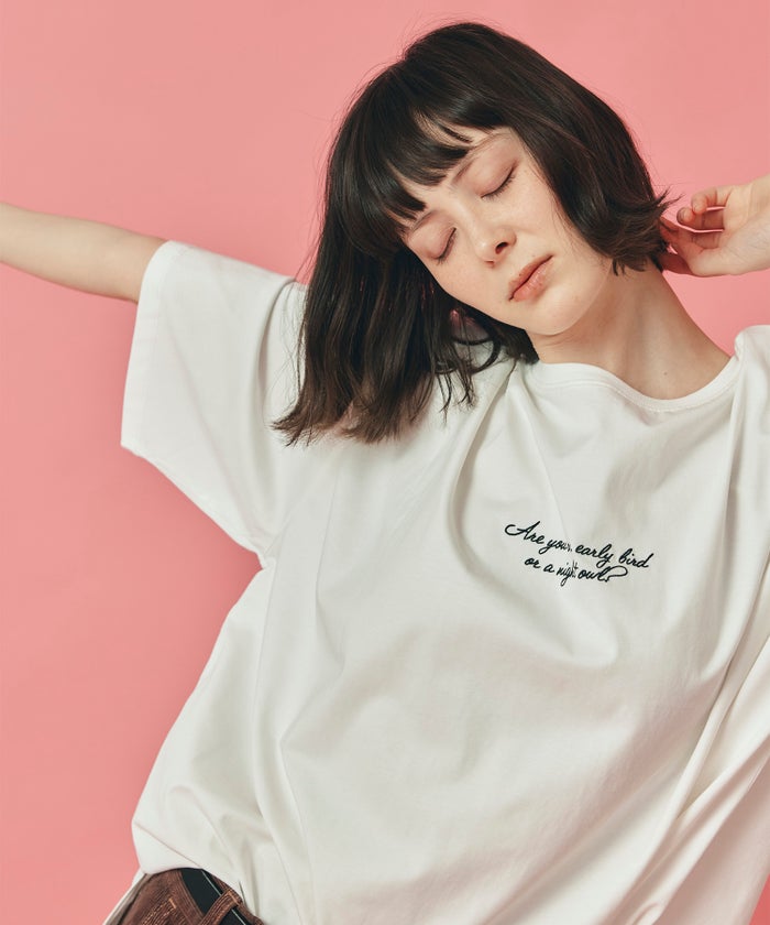ホワイト チャコール ブラック Tシャツ フロッキーロゴ 半袖 ウォッシャブル フリーサイズ 2wayビックフロッキーロゴ Tシャツ AT THE TRNK