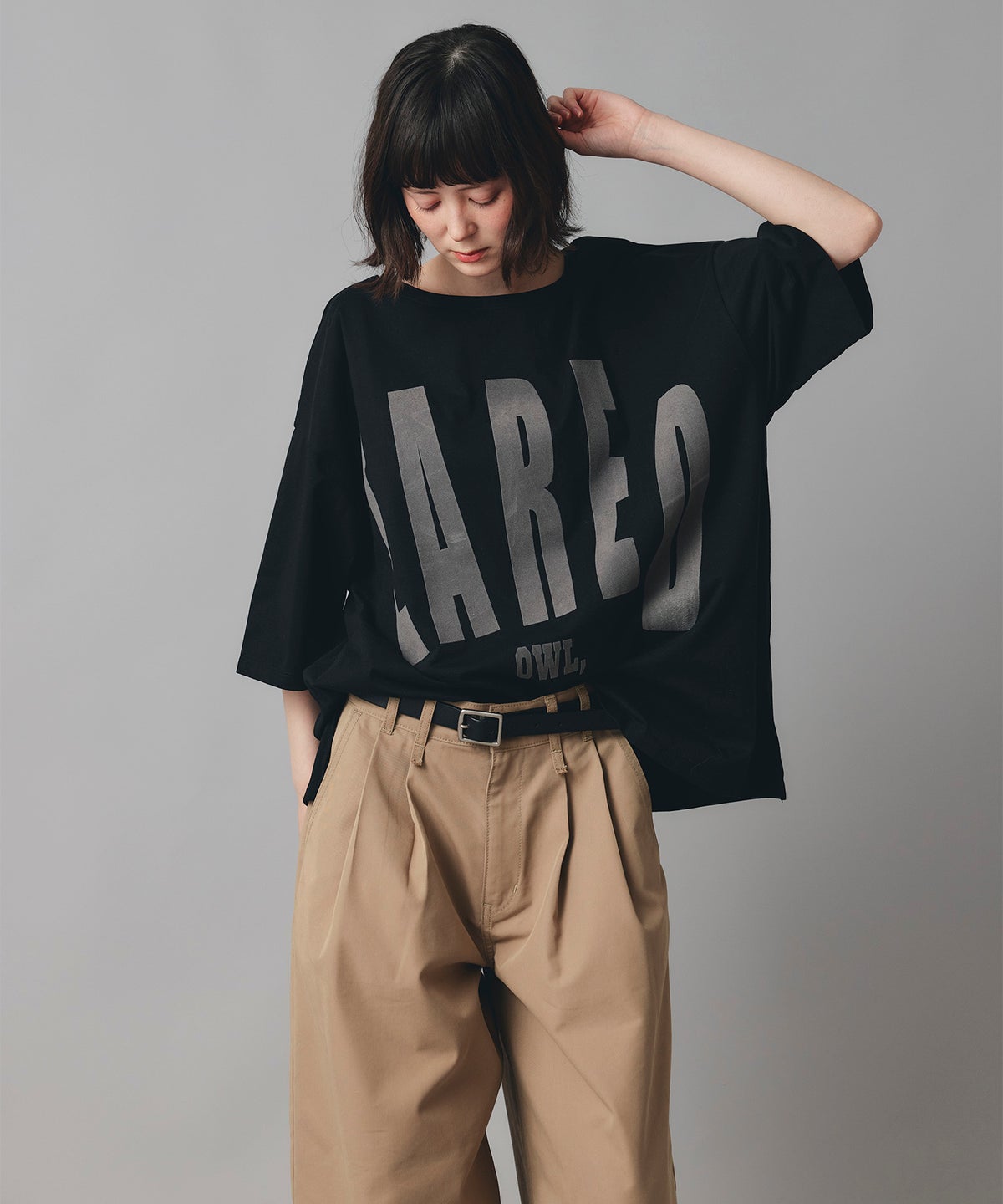 ホワイト チャコール ブラック Tシャツ フロッキーロゴ 半袖 ウォッシャブル フリーサイズ 2wayビックフロッキーロゴ Tシャツ AT THE TRNK