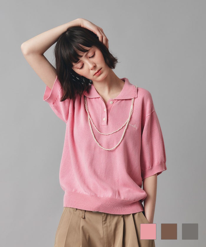 ピグメント ニット ポロ シャツ AT THE TRNK 全3色｜rnk431-0052【1】