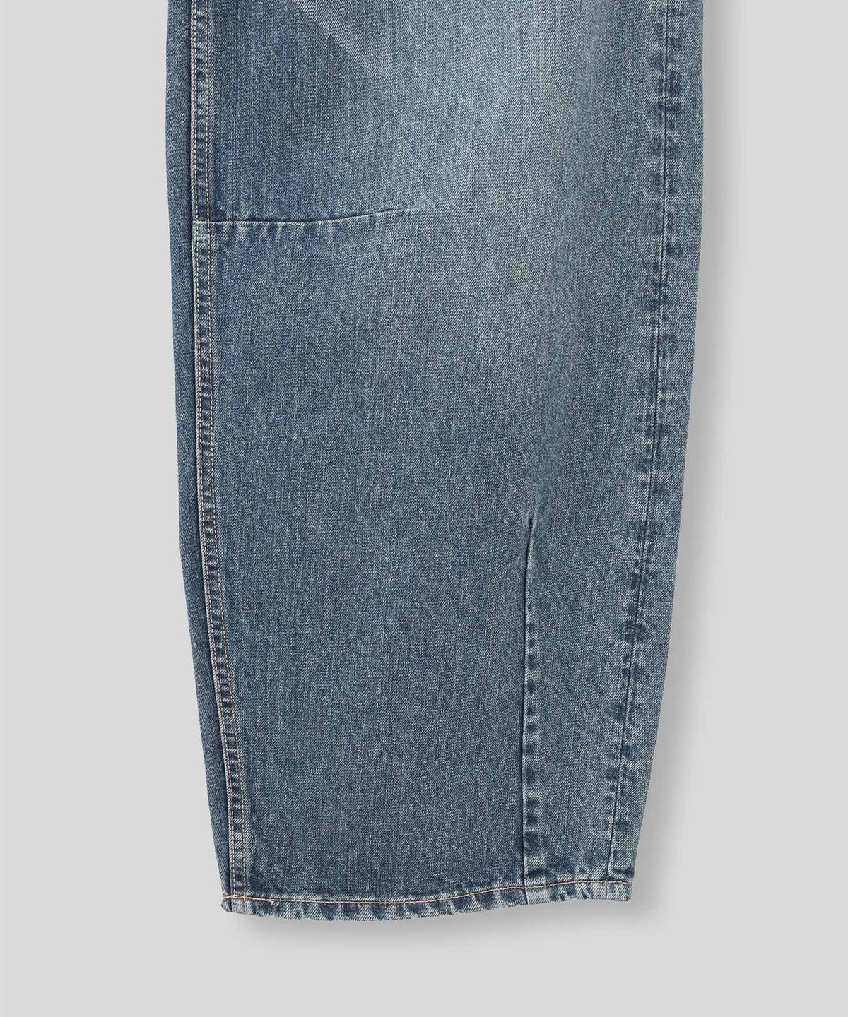 ブルー ワイド パンツ バレルシルエット ワイド デニム ウエストゴム レディース S M L デニムバレルパンツ AT THE TRNK