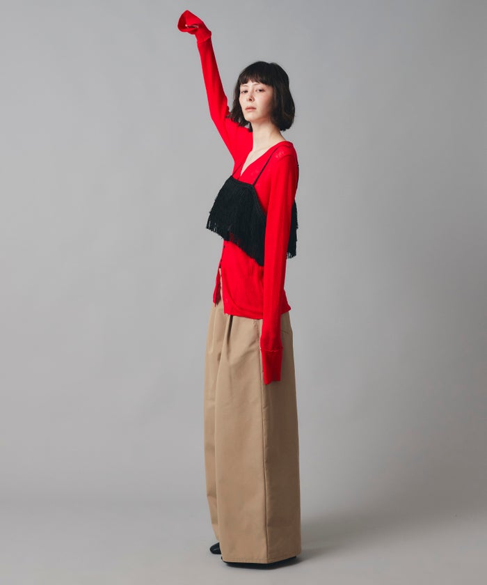 ベージュ ブラック ワイド パンツ チノ ウォッシャブル S M チノワイドパンツ AT THE TRNK