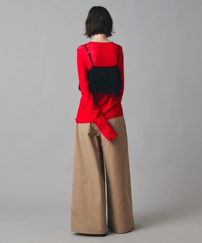 ベージュ ブラック ワイド パンツ チノ ウォッシャブル S M チノワイドパンツ AT THE TRNK