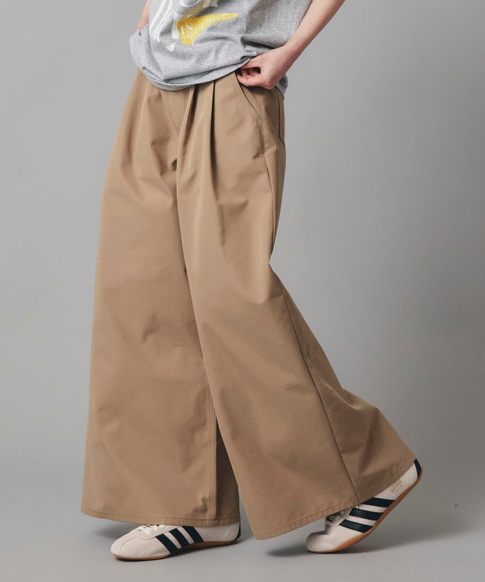 ベージュ ブラック ワイド パンツ チノ ウォッシャブル S M チノワイドパンツ AT THE TRNK