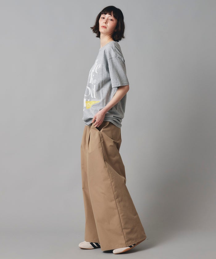 ベージュ ブラック ワイド パンツ チノ ウォッシャブル S M チノワイドパンツ AT THE TRNK