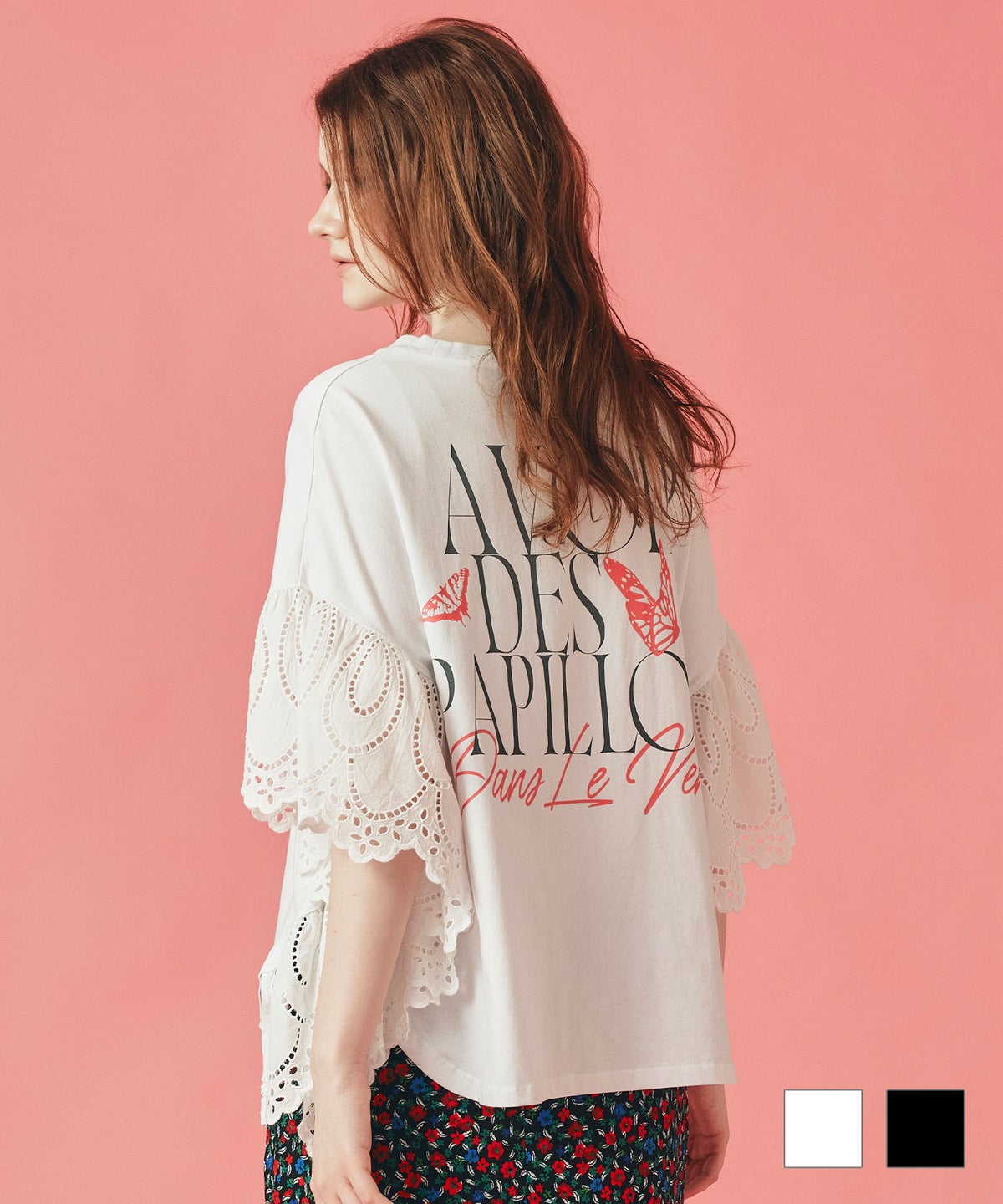 レース切替 バックプリント Ｔシャツ AT THE TRNK