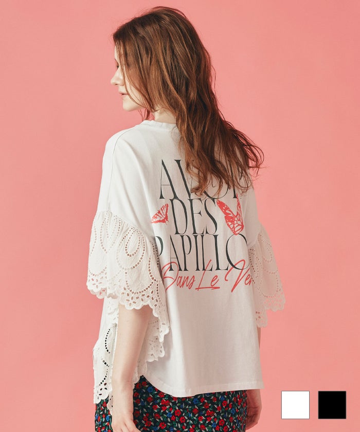 レース切替 バックプリント Ｔシャツ AT THE TRNK